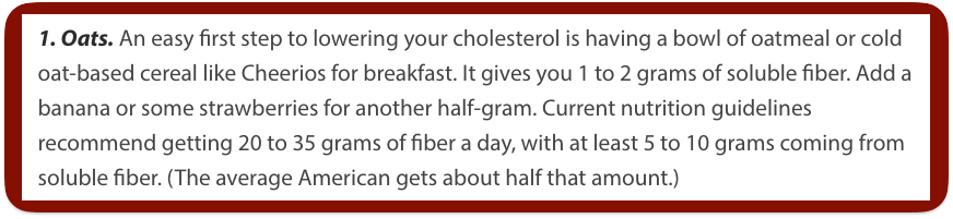 Foods That Lower Cholesterol - Oats